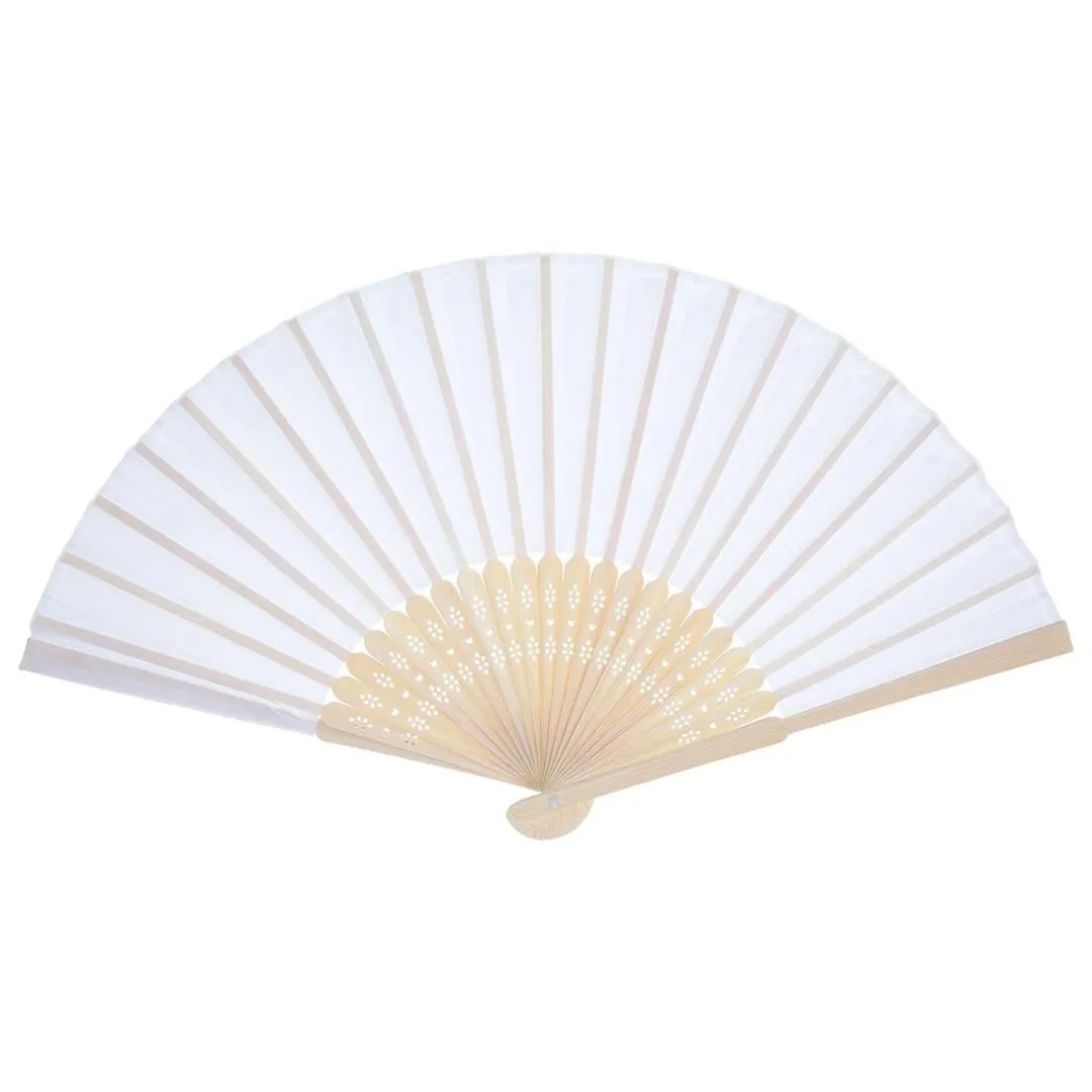 12 Pack Hand Held Fans Party Favor White Paper fan Bamboo Folding Fans Handheld Folded for Church Wedding Gift228K