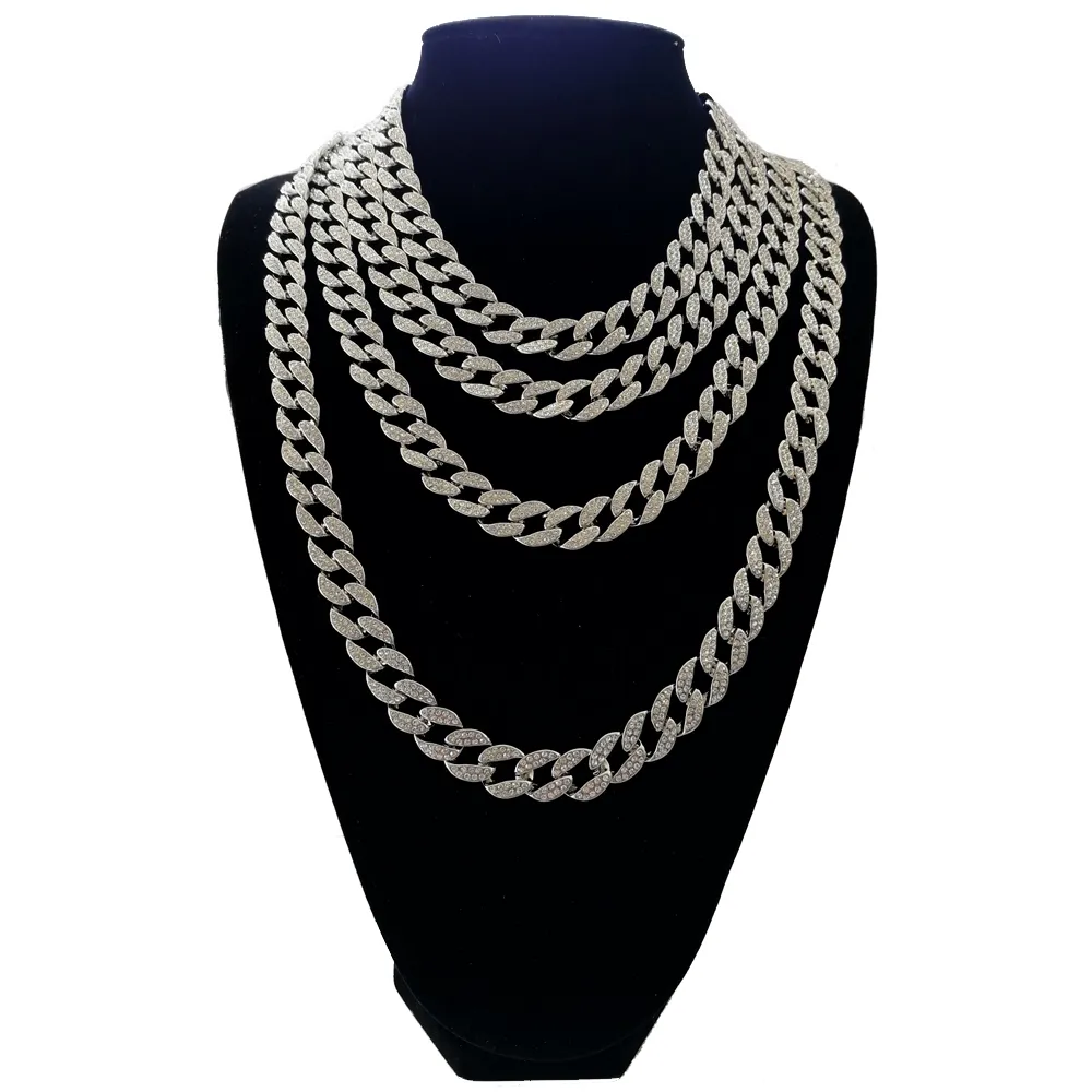 16 inch 18 inch 20 inch 24 inch 30 inch Hip Hop Iced out Miami Curb Chain Cubaanse ketting Bling bling Jewelry268R