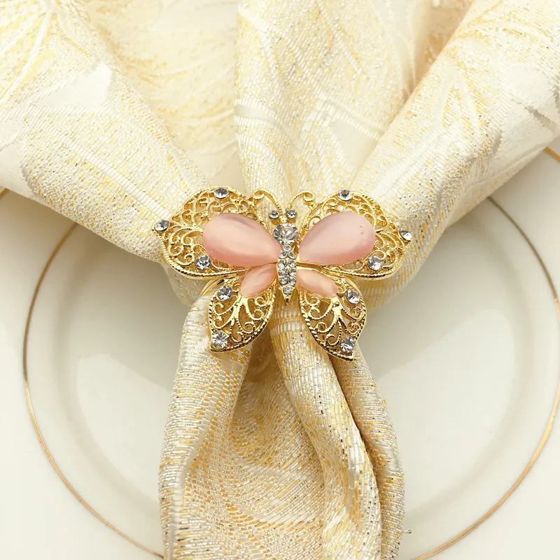 High-end Butterfly Napkin Ring Diamond Alloy Napkin Buckle el Banquet Wedding Decoration228C