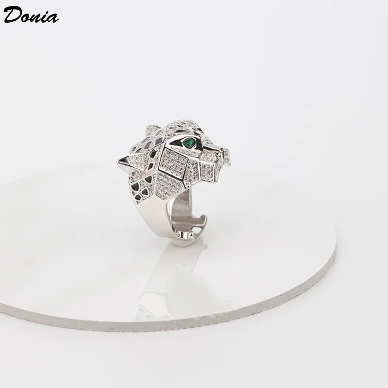 Donia Biżuteria luksusowy pierścionek mody tygrysa głowa miedzi inkrustowana cyrkon europejski i amerykański kreatywny ręcznie robiony prezent designerski224z