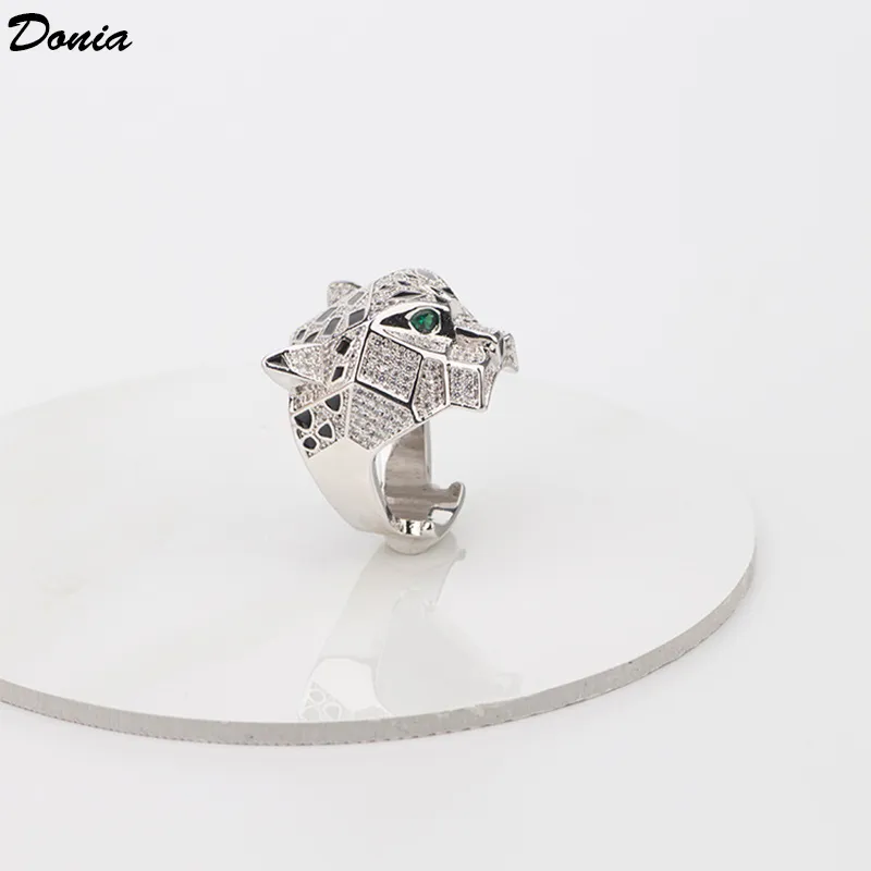 Donia bijoux bague de luxe mode tête de tigre cuivre incrusté zircon européen et américain créatif femme designer fait à la main cadeau224Z