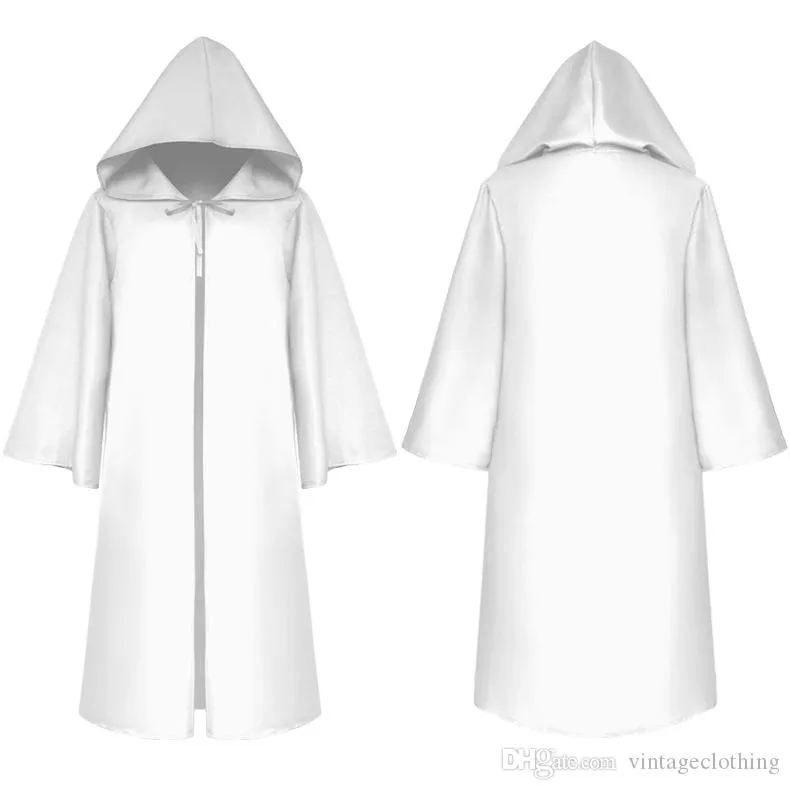 Halloween cosplay traje preto branco vermelho com capuz assustador morte com capuz capa para adultos crianças S-2XL251T