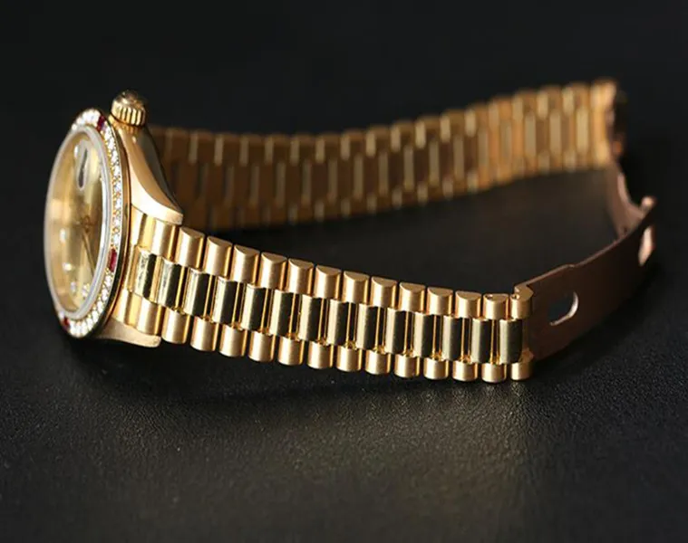 Новые женские автоматические механические часы с сапфировым стеклом 69178 золотые бриллиантовые часы для девочек 26 мм 249K