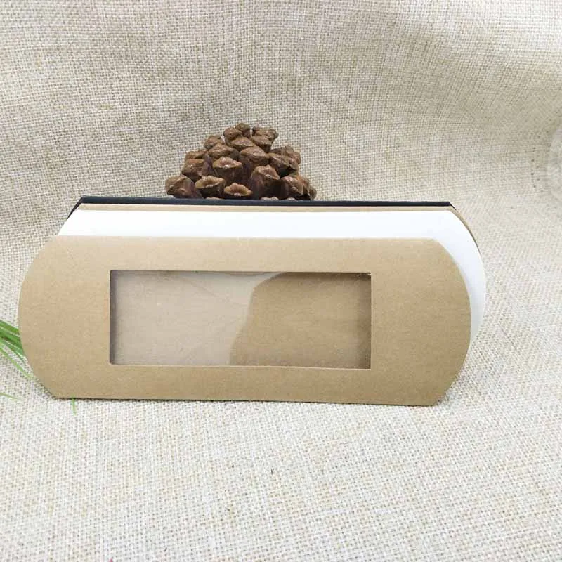 Emballage cadeau Boîte de fenêtre d'oreiller 16 7 2 4cm Carton noir blanc marron avec PVC transparent pour produits cadeaux 252S