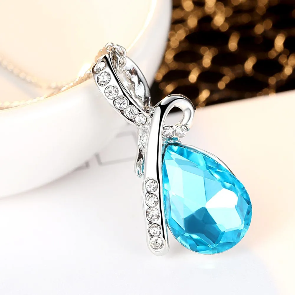 Bijoux fantaisie 2 couleurs Long cristal coeur pendentif collier chaîne pour femmes amour colliers pendentifs Collares