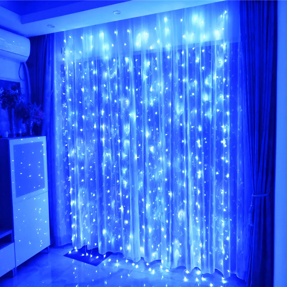 2x2 3x1 3x2 3x3 6x3m LED String Işıkları Noel Peri Işıkları Çelenk Düğün Partisi Perde Bahçesi Dekorasyonu için Açık Ev