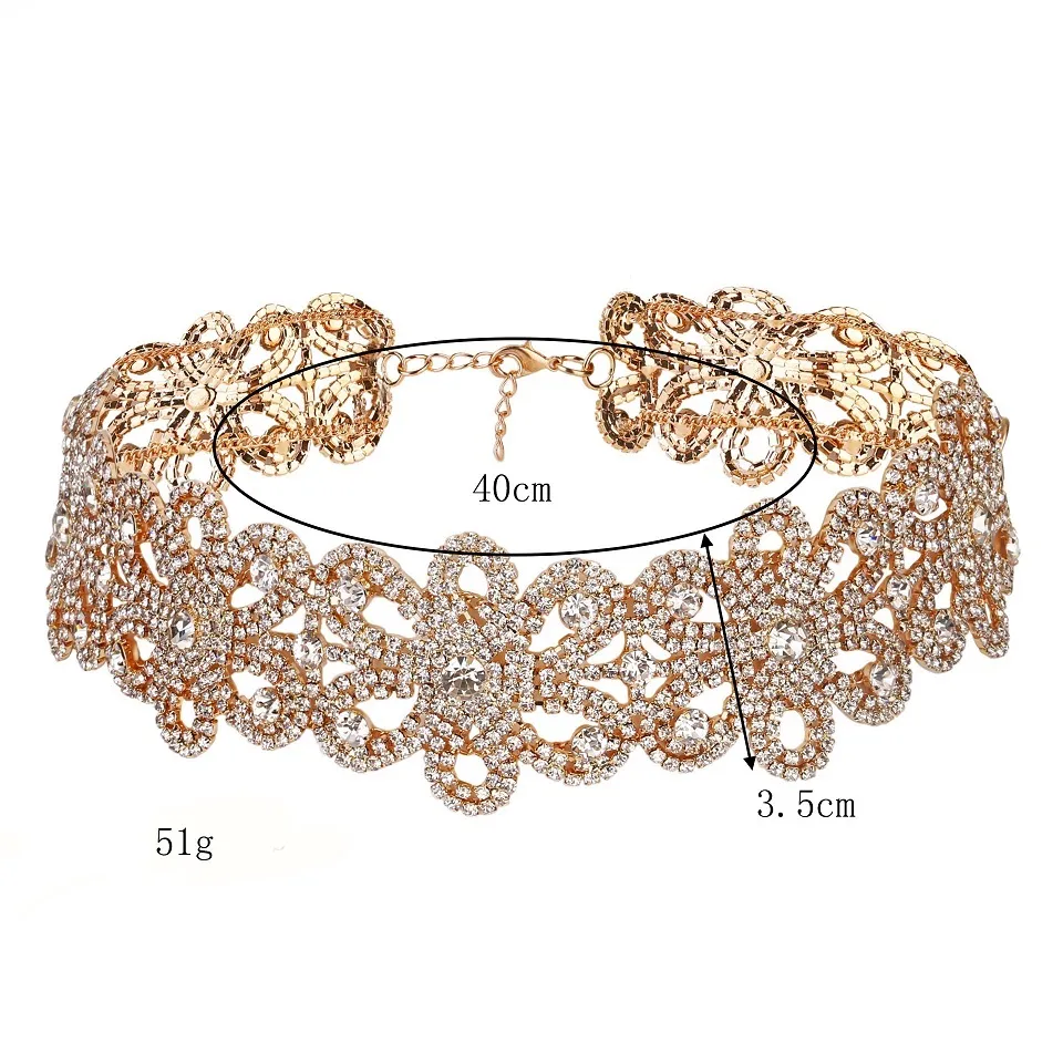 modeontwerper luxe super glinsterende volledige strass diamantkristal mooie bloem choker statement ketting voor vrouw 180i