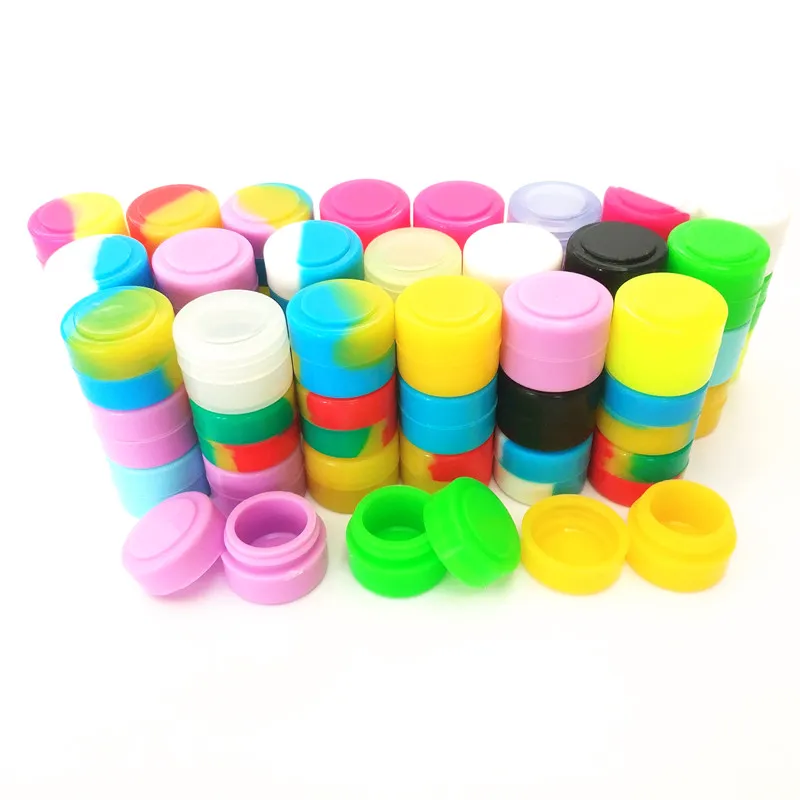 Silicone containers Jars 2ml mini assorted color silicone container for Dabs Round Shape Silicone Containers wax207w