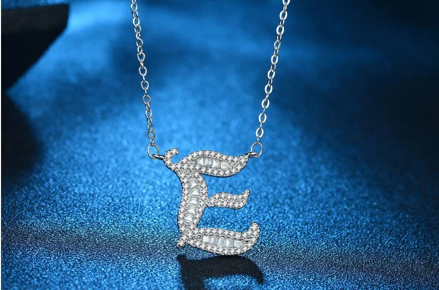 Choucong 26 English Letters Pendant Luxury Jewelry 925 Sterling Silver Pave White Topaz CZ Diamond Infinite gem Wedding Necklace W273j