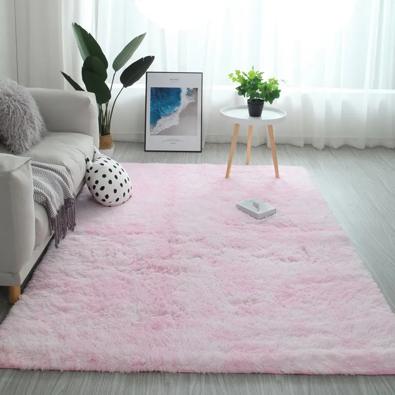 Tapis solide dégradé tapis plus épais tapis antidérapant tapis de salle de bain pour salon tapis de chambre d'enfant doux et moelleux rose alfombra228h