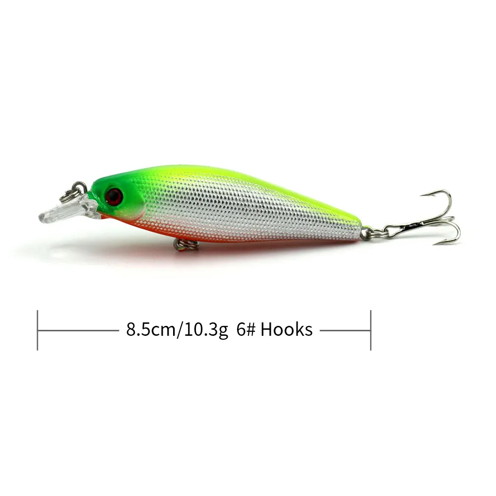 EPACKET CRANKBAITS HARD BAITS MINOW FISHING LURES 8 5CM 10 3G 6＃フック85mm Minnow釣りタックルMI068260Z