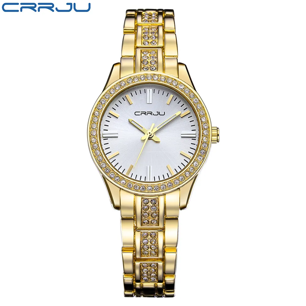 CRRJUトップブランドウォッチクォーツウォッチラインストーン腕時計防水女性の時計女性豪華な時計レリジオフェミニンFO267J