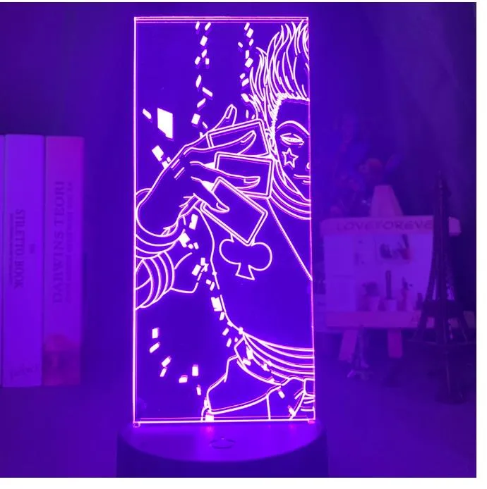 Luce notturna 3D Lampada da notte che cambia colore a LED la decorazione della camera da letto dei bambini Luce Anime Hunter X Hunter Lampada Hisoka Gift223c