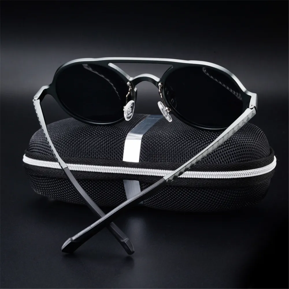Muselife Brand Aluminium Polariserade solglasögon Solglasögon MEN039S Rund Kör Punk Glasses Shadow Oculus Masculino Y29194095