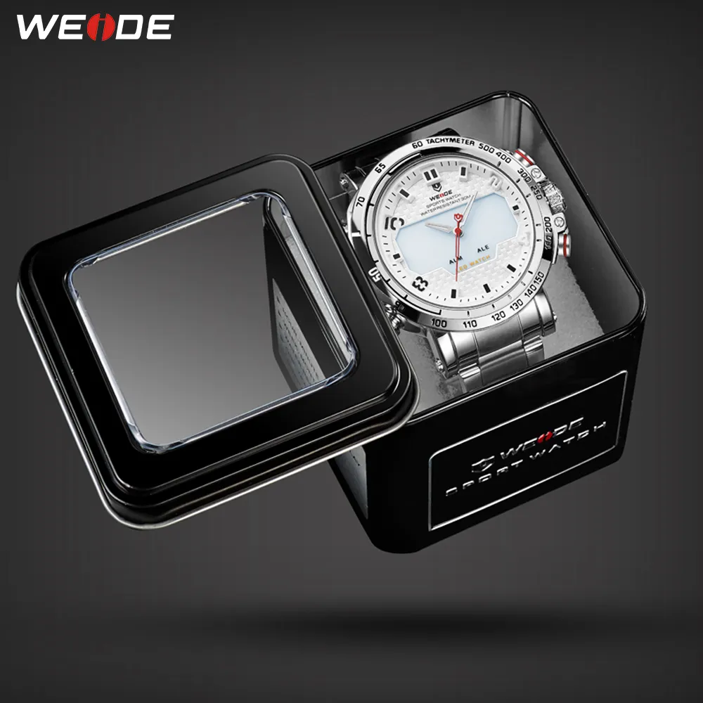 CWP 2021 Weide Watch Man Sport Back Light LEDディスプレイアナログアラームオートデート軍隊ステンレススチールストラップクォーツRelogio MA344Z