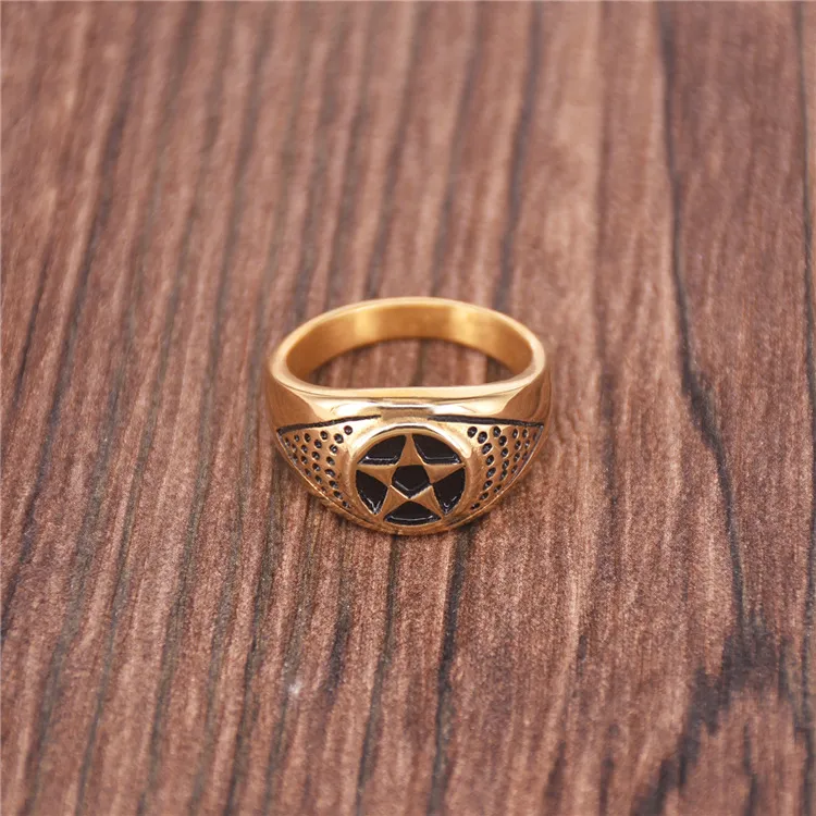 Coleção pessoal Zhimu ornamentos Pentagrama simples anel de moda em aço inoxidável com caixa de presente requintada2338