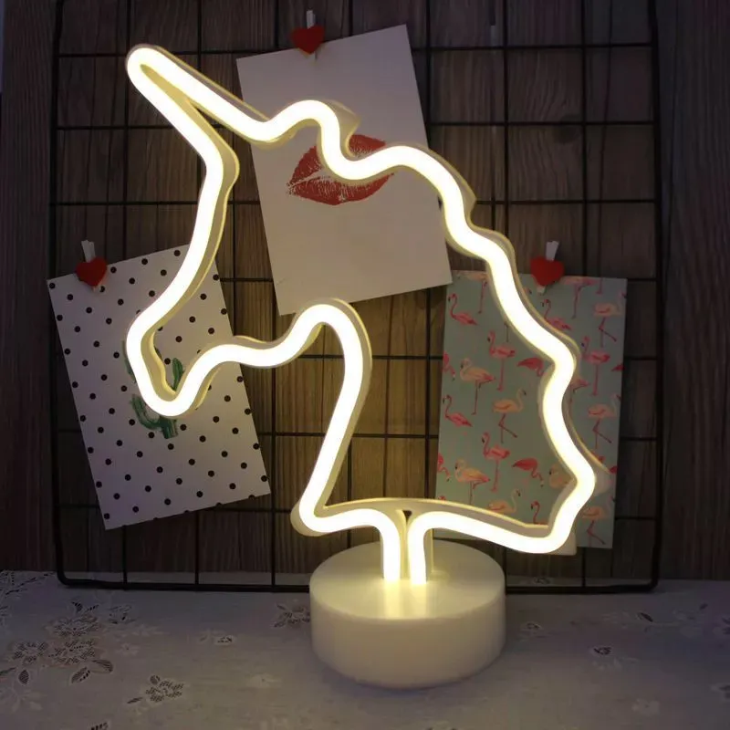 Брелонг светодиод Neon Night Light Flamingo Unicorn Moon Angel Party украшение декора