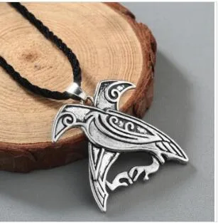 A24 Vintage Noorse Viking Mythologie Sieraden Odin's Ravens Hanger Dubbele Vogel Ketting Valknut Pagan Talisman Jewelry279H