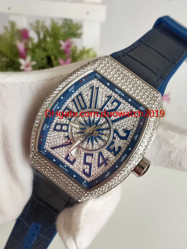 Vendendo relógios esportivos masculinos de luxo de alta qualidade COLEÇÃO V 45 SC DT YACHTING Silver Diamond Case Blue Dial Automatic Mens 3200