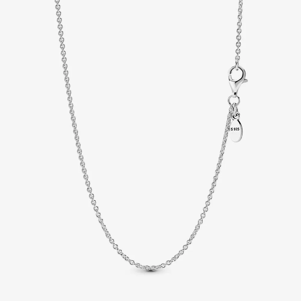 100% 925 Sterling Silver Classic Cable Chain Halsband med hummerlås Fit europeiska hängsmycken och charms mode kvinnor bröllop en2688