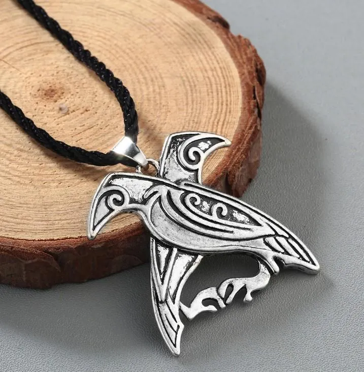 A24 Vintage Noorse Viking Mythologie Sieraden Odin's Ravens Hanger Dubbele Vogel Ketting Valknut Pagan Talisman Jewelry279H