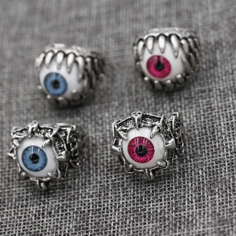 Anello da uomo vintage con artiglio del drago, occhio malvagio, teschio, che imita gli anelli da motociclista in acciaio inossidabile, bulbo oculare del diavolo, oggetti di scena feste di Halloween, gioielli maschili 6 stile