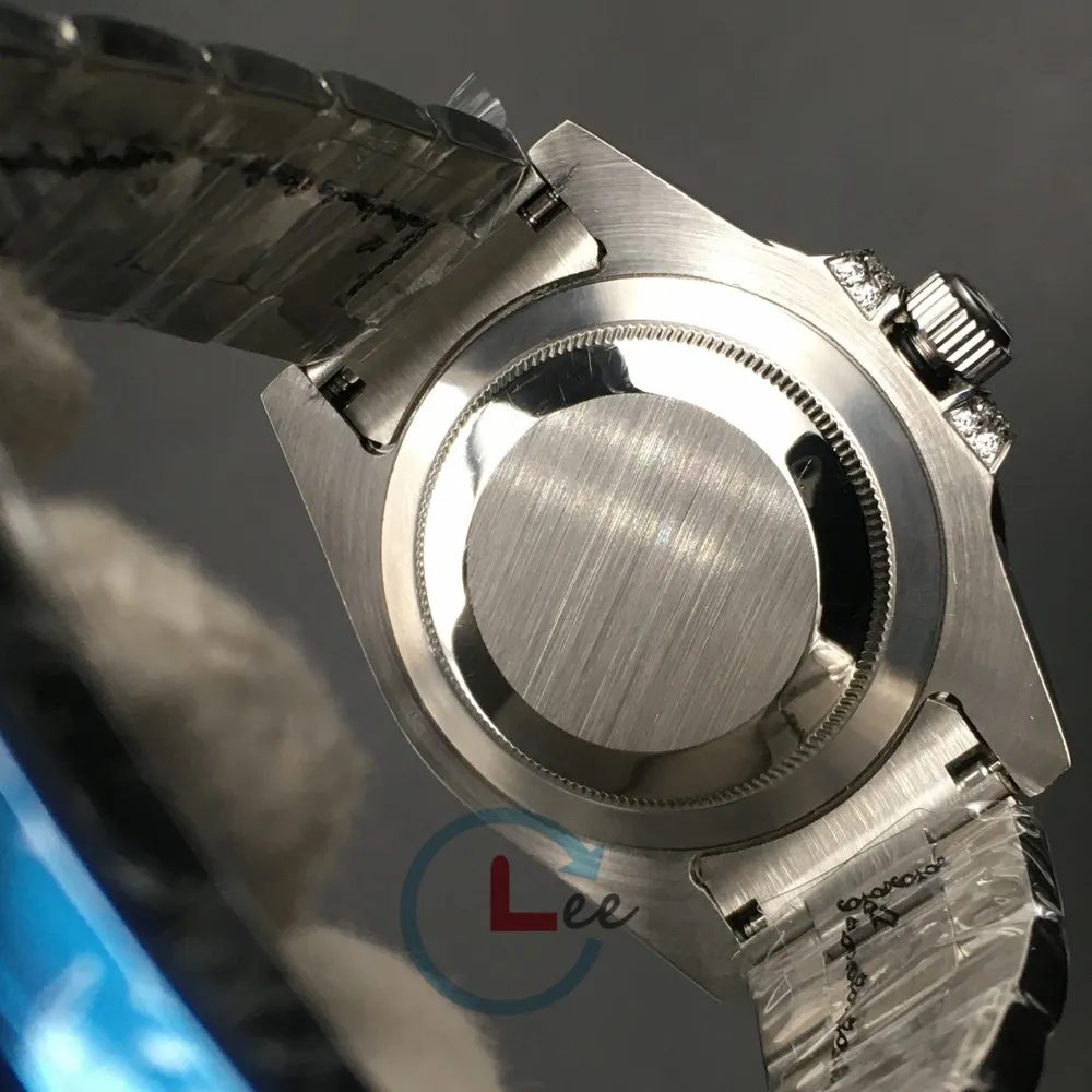 Hoge Kwaliteit Sub Horloges Mannen Saffier Zwart Blauwe Diamanten Bezel Rvs 40mm Automatische Mechanische Horloge gift286O