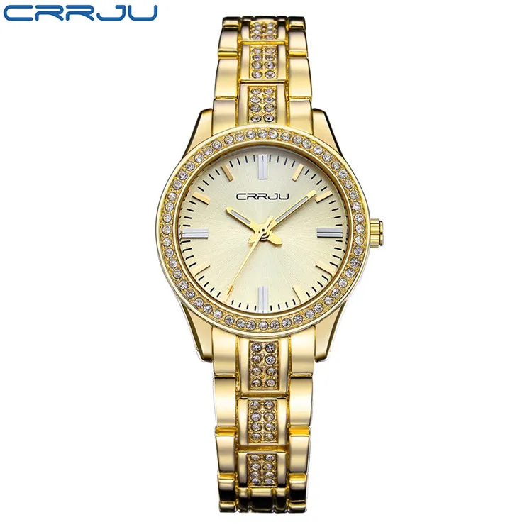 CRRJU Top Brand Watch Quartz Watch Rhinestone armbandsur Waterproof Women's Watch Women Luxury Watches Relogios Feminine FO2371