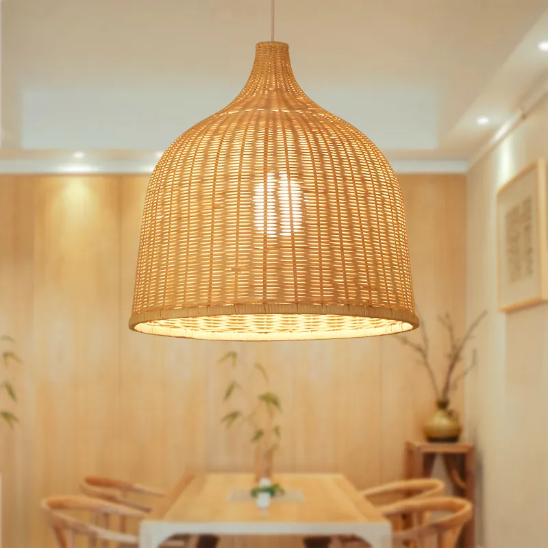 Современная деревянная люстра в японском стиле, абажур из ротанга, плетеный подвесной светильник, ресторан, бар, магазин, домашняя люстра из ротанга 285M