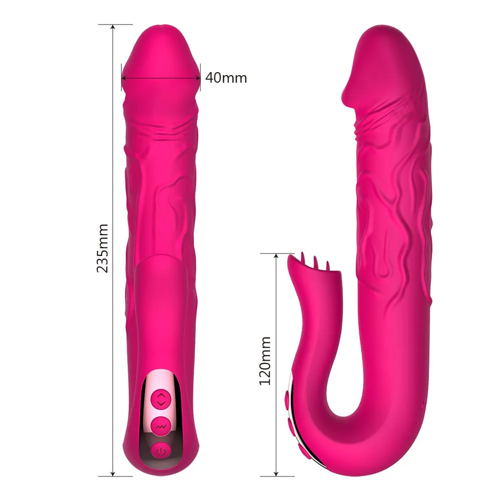 Olo Dildo vibrador Masaje G-Spot Masaje Clítoris Estimulador Rotación telescópica AV Linter Licking Licking Vibradores Juguetes sexuales para mujeres Y191228