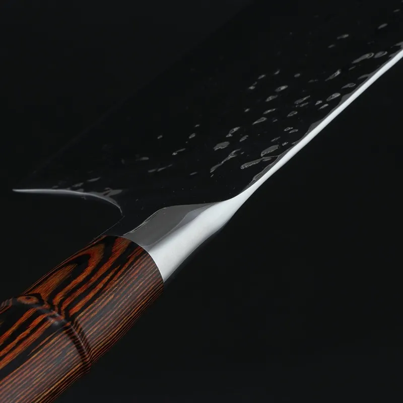 LNIFE de cuisine en acier inoxydable de 7 pouces, couperet Santoku couteaux de boucher avec manche en bois de couleur 224H