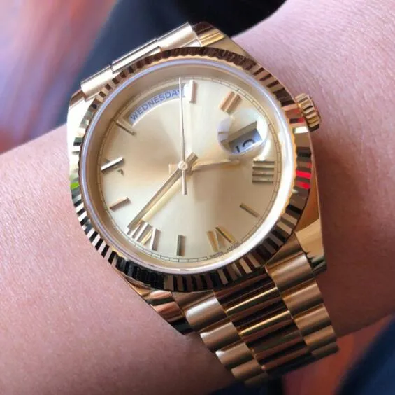 18K Gold Prezydent Prezydent Sapphire torbiera Genewska męska obserwuje Automatyczny ruch mechaniczny Mężczyzna luksusowy zegarek od poniedziałku do niedzieli2703