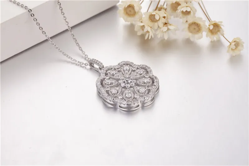 Vends 925 colliers de fleurs en argent sterling pendentifs avec diamant simulé de haute qualité pour les femmes cadeau d'anniversaire Cocktail Jewelr304p
