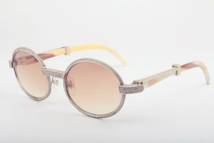 Direct S de nouvelles lunettes de soleil complètes 7550178 Lunettes de soleil à cornes blanches naturelles de haute qualité Taille 55-22-140 mm