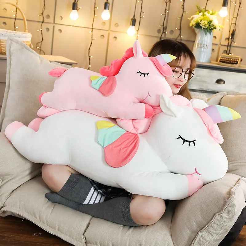 25-100cmkawaii Giant Unicorn Plush Toy Soft Stuffed Unicorn Soft Dolls Animal Horse Toys For Children Girl Pillow Birthday Gifts215J