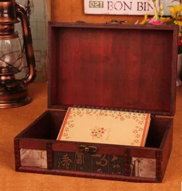 Scatole portaoggetti in legno con serratura in metallo vintage Vetrina gioielli da tavolo classica in stile retrò cinese tradizionale2464