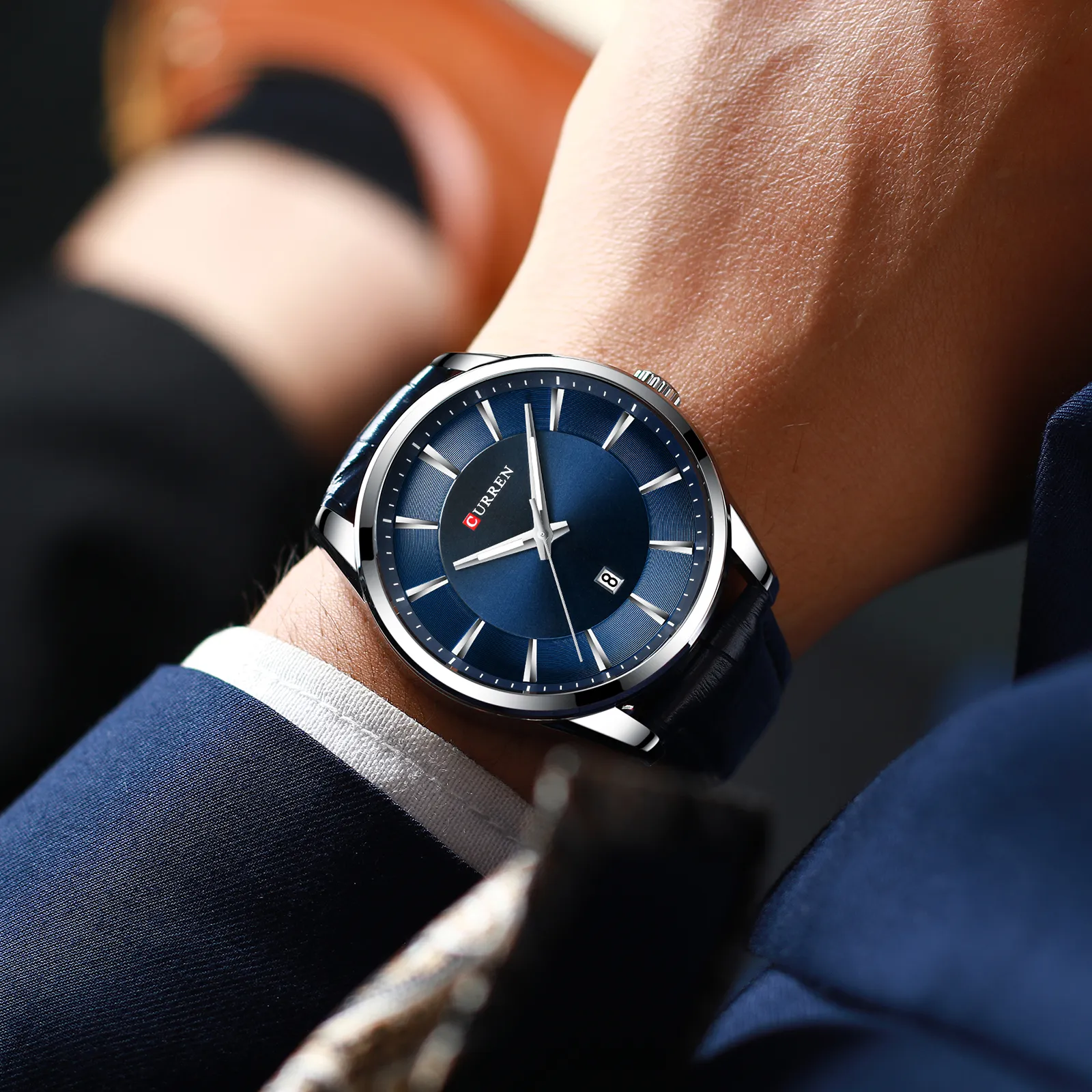 CURREN Einfache Männer Leder Uhr Mann Luxus Marke Quarz Uhren Relogio Masculino Casual Armbanduhr Männliche Uhr Blue3515