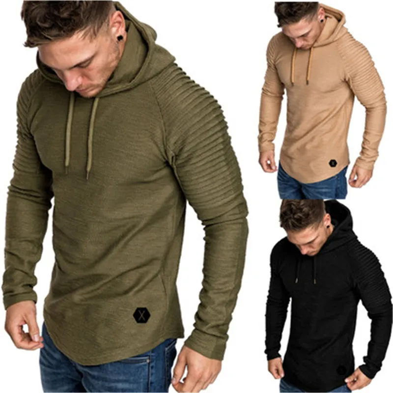 Mens Hoodie Hip Hop M-3XL Hot Sell New Autumn Fashion Mens Casual Hoodies Men Solid Color O-Neck Hooded Sling Sweatshirt