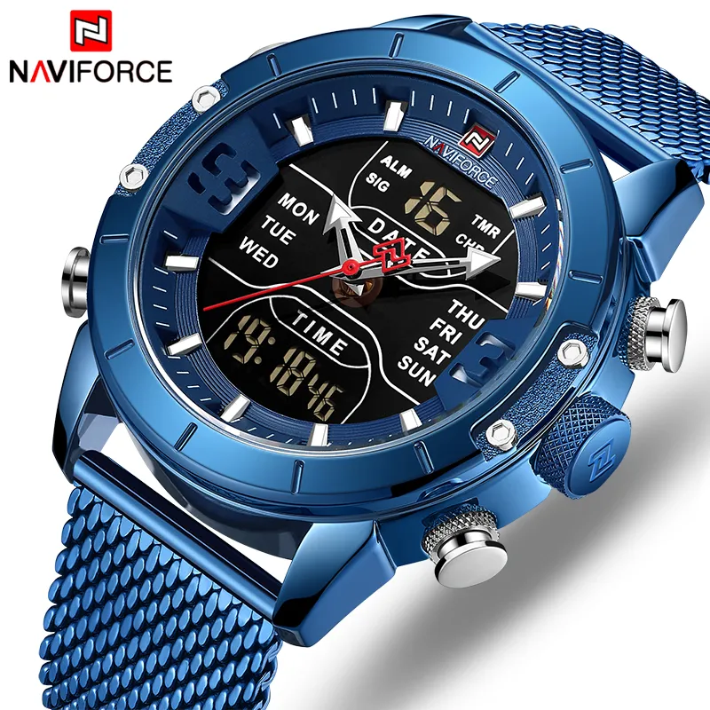 Mannen Horloge NAVIFORCE Luxe Merk Quartz Militaire Sport Horloges Heren Waterdichte LED Digitale Klok Met Box Set Voor 262S