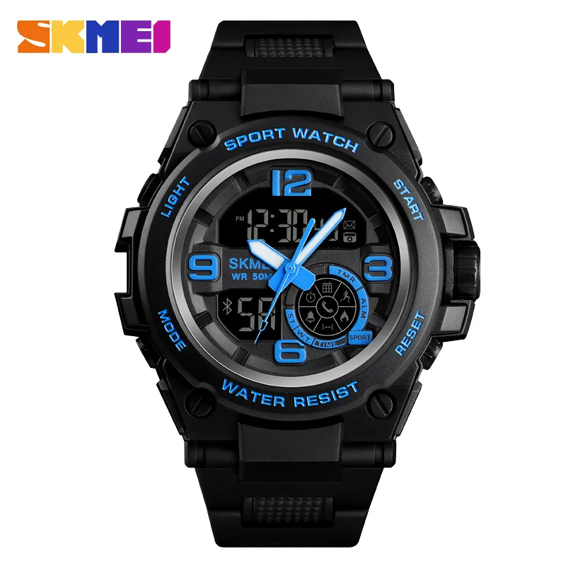 SKMEI Smart Sport Watch Men Bluetooth Multifunction Digital Watches 5Bar Waterproof Men Smart Dual Display Watch reloj 1517238P