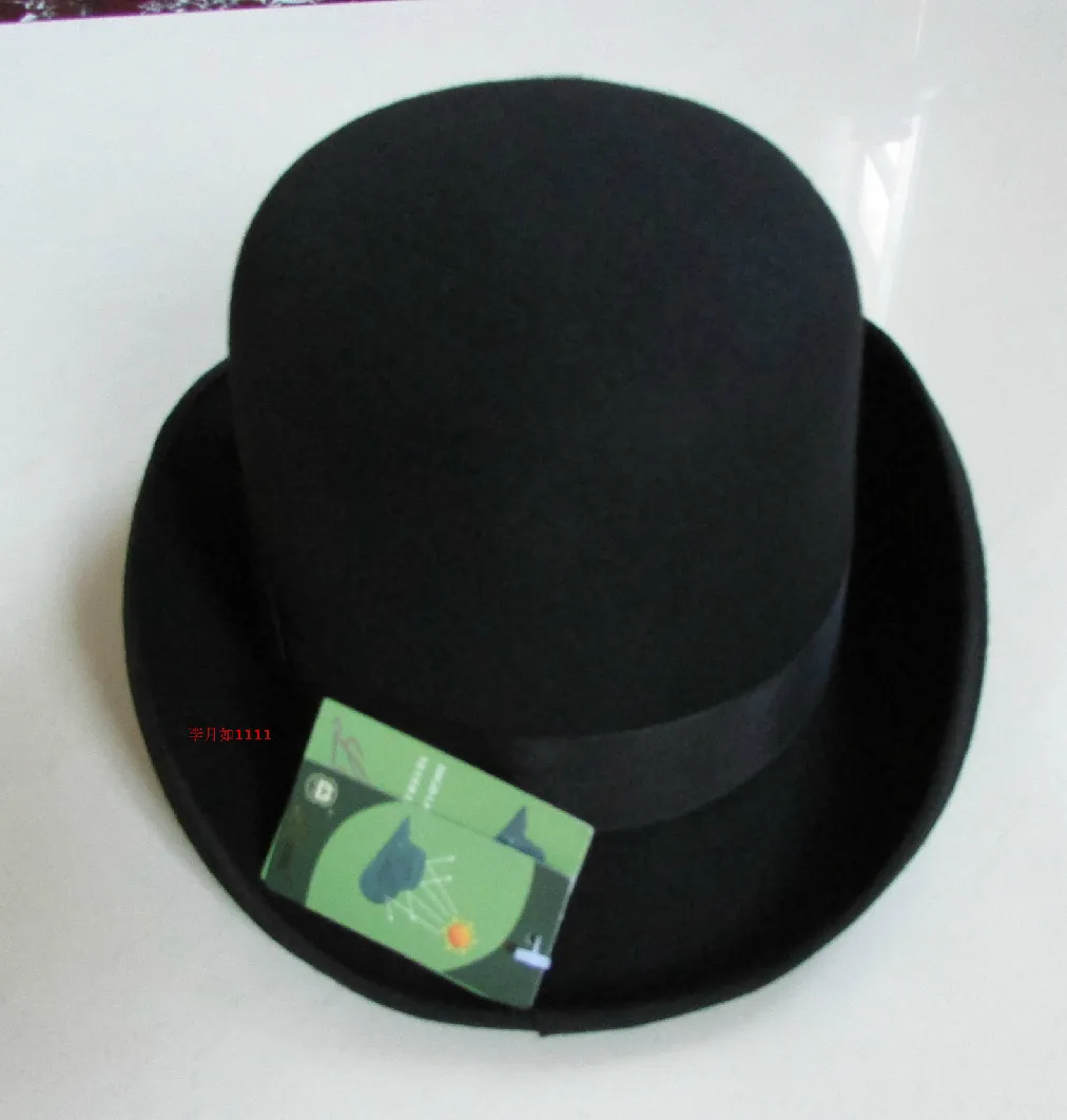Nieuwe 100 wollen hoed hoogwaardige mode Men039s en dames039S Black Cap Bowler Hoeden Zwarte wol vilt Derby Bowler Hats B8134 4692719