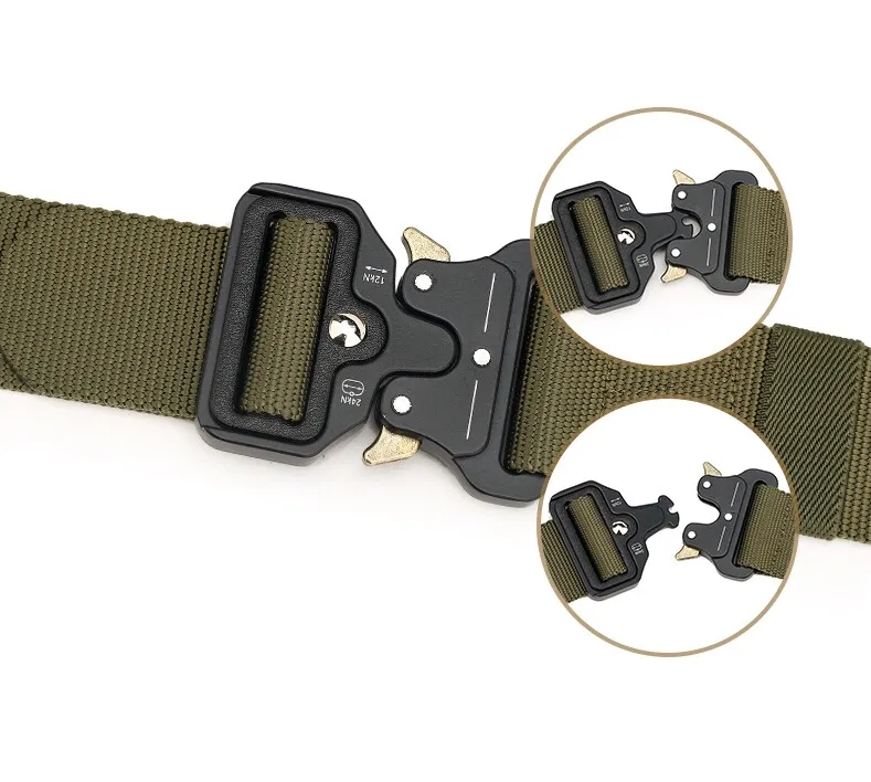 2019 Tactical Belt 1 77'' width Military Style Webbing Riggers Web Belt Heavy-Duty Quick-Release Metal bigger Buckle fre286O