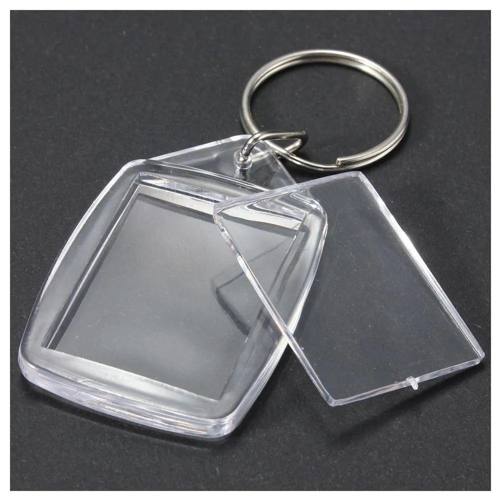 Clear Acrylic Plastic Blank Keyrings Insert Passport Po Keychain Keyfobs Keychian Key Chain