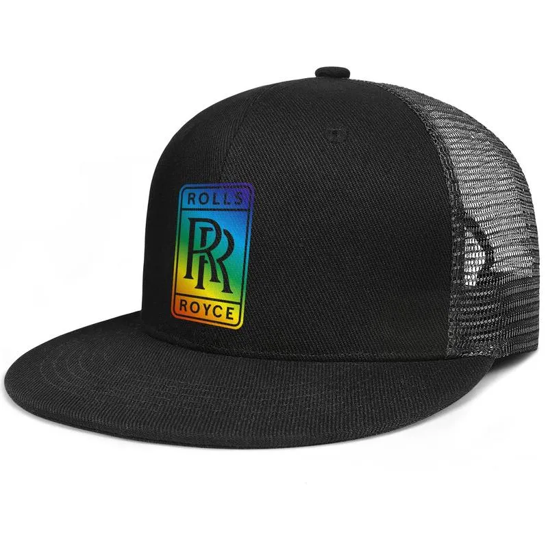 Rolls Royce RR Logo Symbol Embleme Unisex Flat Brim Trucker Cap Cool Vintage Baseball Hats логотип гей Les Rainbow Bright Metal Gold H252c