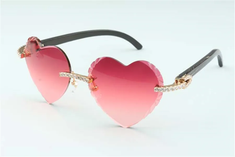 Direct s new heart shaped cutting lens diamonds sunglasses 8300687 natural black buffalo horn temples size 58-18-140 mm258g