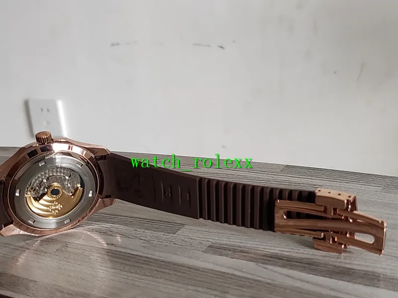 Luxe nieuwe Aquanaut 5167R-001 5167R bruine wijzerplaat Aziatische 2813 automatische herenhorloge rosé gouden kast bruine rubberen band heren sport Watch228o