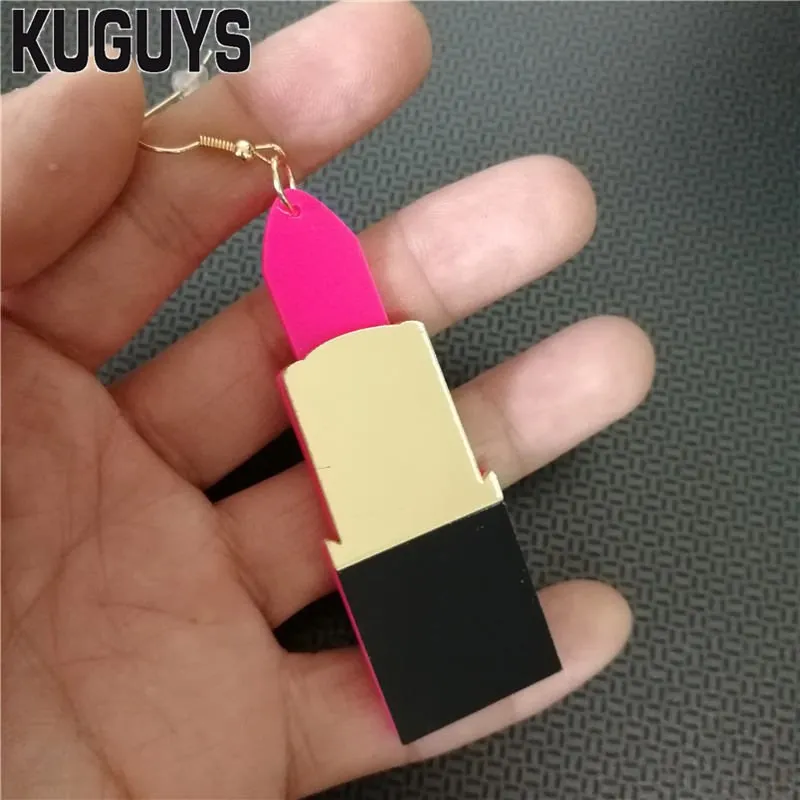 KUGUYS Gioielli Acrilico Iperbole Orecchini pendenti lunghi donna Pendientes HipHop Rossetto Orecchino a goccia Donna Brincos9221697