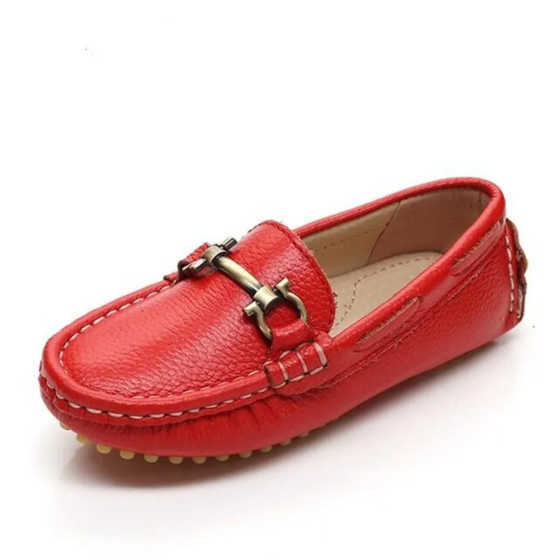 Barn nya v￥rkl￤nning skor bekv￤ma baby sm￥barn casual loafers slip-on ￤kta l￤der pojkar flickor barn platt skor