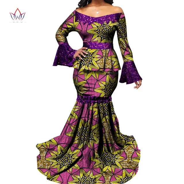 Bazin Riche African Women Sexy Crop Top And Skirt Sets African Wax Print Skirt Suit Traditional African Clothing WY7106