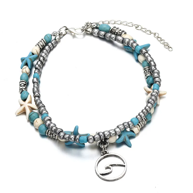 Conch Starfish Mizhu Beach Turtle قلادة Anklet Lady Romantic Sweet Big Antklets Bracelet3412